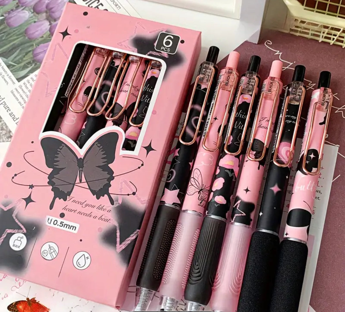 Butterfly Gel Pens (6 Pack)