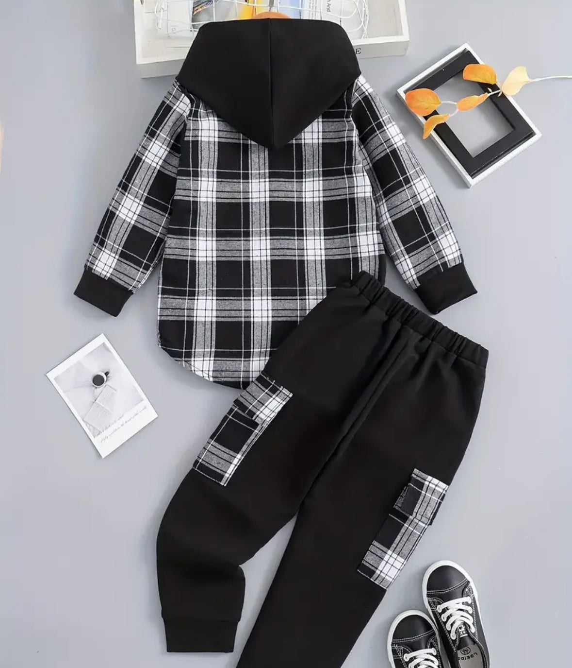 Plaid Hoody Set