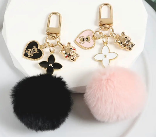 Puff ball Key chain for girls