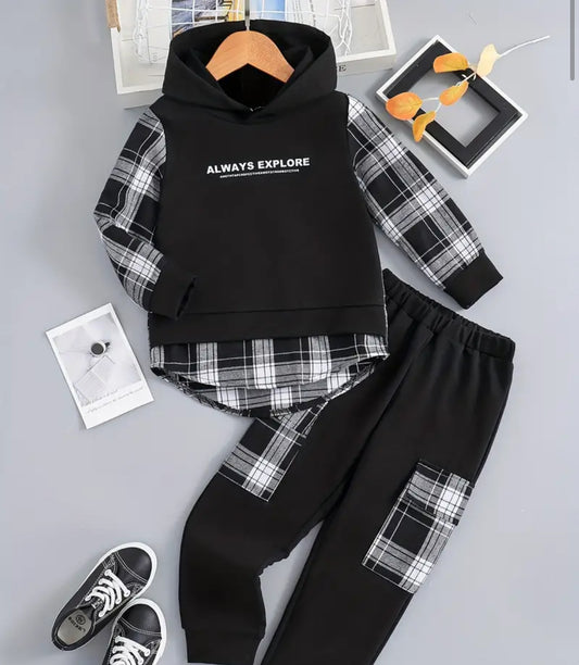 Plaid Hoody Set